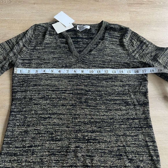 Carmen Marc Valvo Metallic Sweater Blouse Black Gold SZ S NWT - Picture 5 of 8